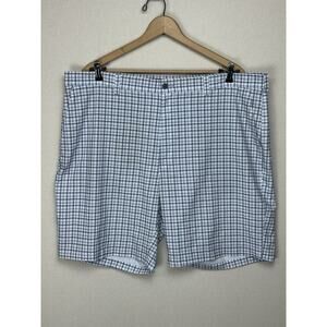 Roundtree & Yorke Performance Shorts Men’s 44B Blue White Plaid Golf Preppy